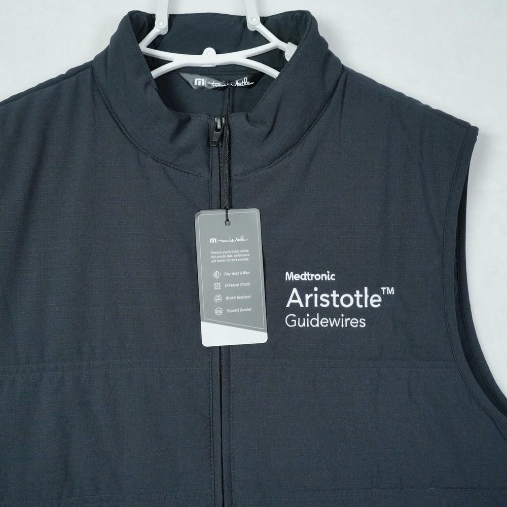 TravisMathew Cold Bay Vest Mens Medium Black Medtronic Aristotle Full Zip Puffer